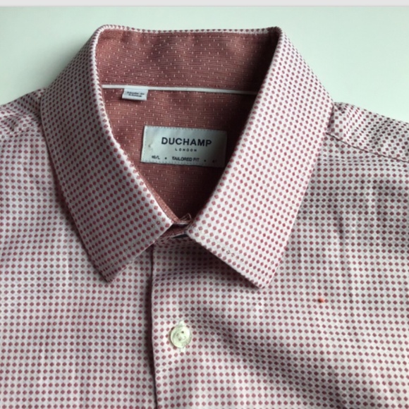 DUCHAMP London tailored fit light burgundy  colour cotton shirt Sz 16 / 40 - Picture 2 of 13
